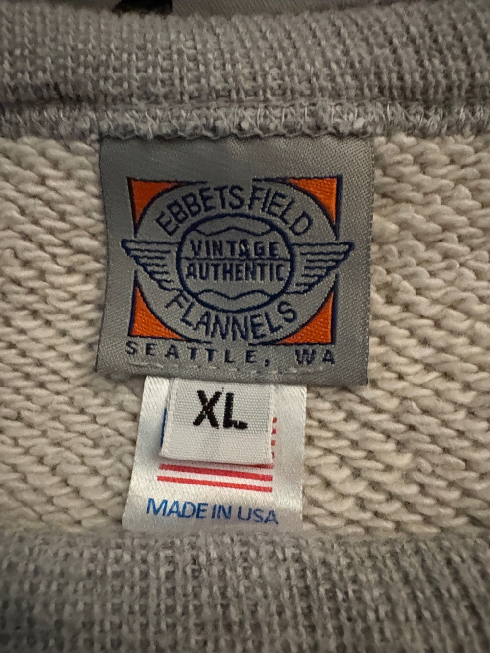 Men's Gray Ebbets Field Sweater with Navy Appliqué - Picture 2 of 2